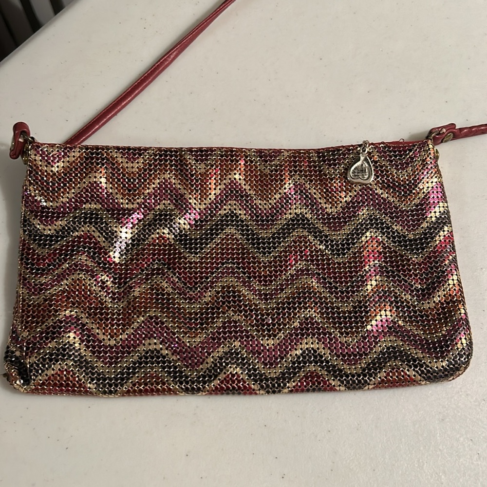 Whiting & Davis Mesh Chevron Design Handbag Purse - image 2